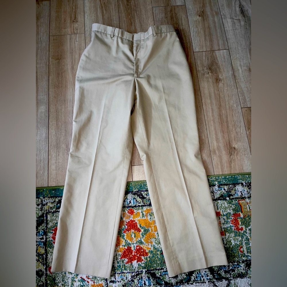 US NAVY Creighton Khaki 37R Uniform Trousrs Pant Measures 33x31 Vintage USNA